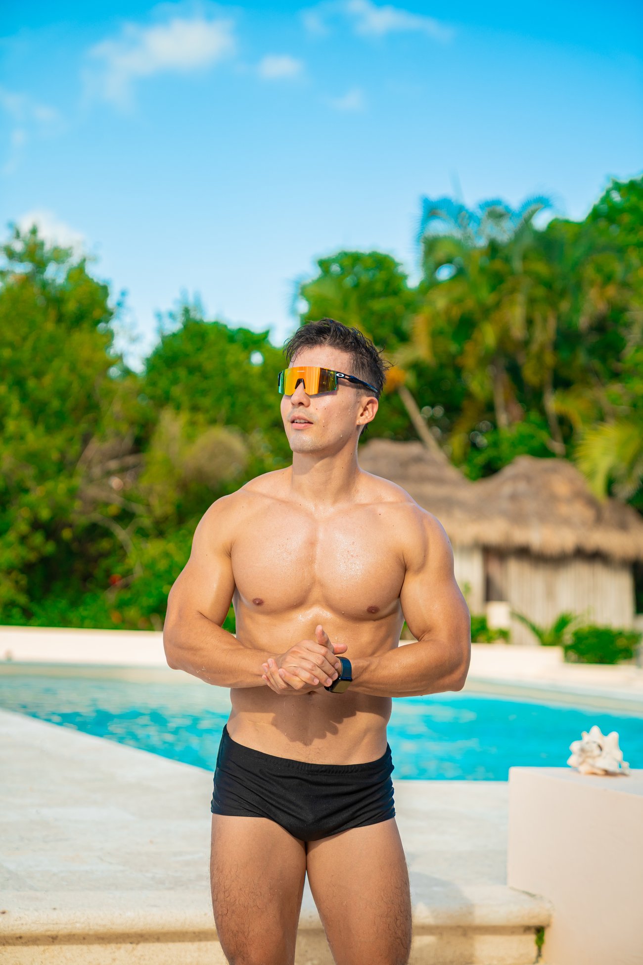 HAVN member relaxing poolside